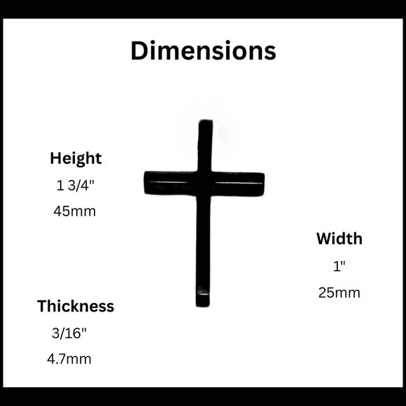 Black Titanium Steel Cross † on Black Stainless Steel Box Chain Necklace - Picture 3 of 8